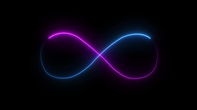 Abstract glowing neon laser curve line zigzag retro style 90s on black background motion animation 4k video.