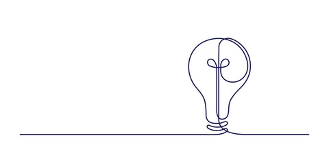 Single line art depicting an illuminated bulb sign
