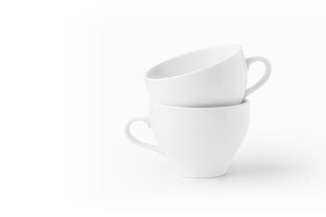 Two white coffee cups isolated on white background