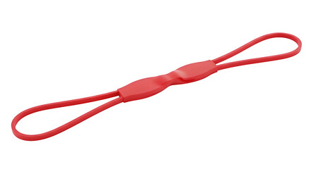 Red silicone zipper pull extension loop for outdoor gear and clothing isolated on transparent background
