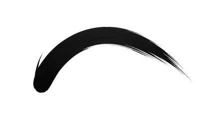 Black curved brush stroke isolated on transparent background