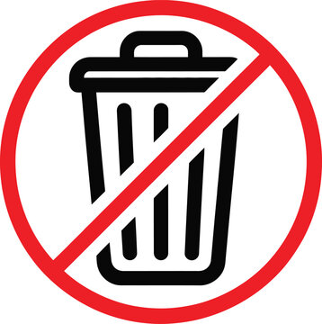 A sign indicating no littering with a trash can icon inside a red circle and a diagonal line through it.