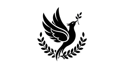 Fototapeta premium Black dove symbol of peace on white