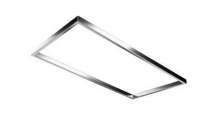 Recessed led panel light fixture frame, modern square metal housing for office or commercial illumination isolated on transparent background
