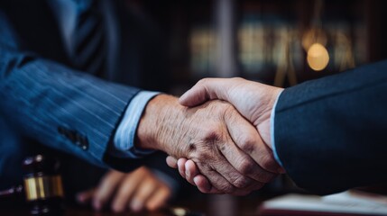 Professionals connecting through greetings and agreements lawyers and clients shaking hands for consultations and legal advice