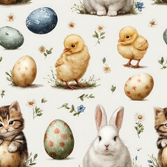 Easter seamless pattern for creating a background