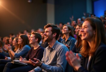 Fototapeta premium Exquisite Scholarship Award Ceremony Graced with Audience Clapping and Reminiscing Moments