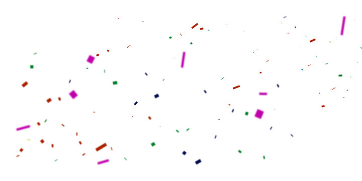 Colorful Party Confetti Scatter Floating Across Bright White Background For Festive Celebration, Event Branding, And Marketing Visuals