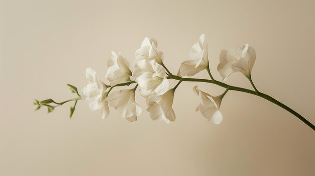 Graceful Matthiola Flower on Beige Background