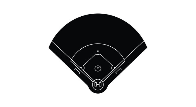 Aerial view of a baseball field in a stark black silhouette