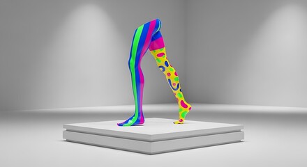 Vibrant Abstract Statue on Pedestal Display.