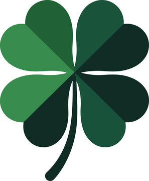 Four shamrock icons in contrasting black and green. Perfect for St. Patrick's Day themes, symbolizing Irish luck and festive celebrations
