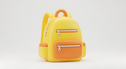 Yellow and Orange Backpack on White Background.