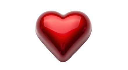 Fototapeta premium Vibrant red glossy volumetric heart shape, cut out, stock png, isolated on transparent background