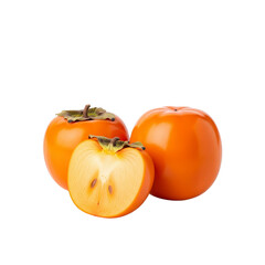 Fresh persimmons whole and halved