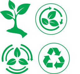 Obraz premium Green Ecology and Recycling Icon Set