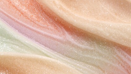 Fototapeta premium Abstract background of pastel-colored waves with glittery texture, creating a smooth and elegant visual effect