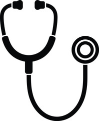 Stethoscope silhouette vector illustration, medical instrument icon, healthcare design symbol, diagnostic tool graphic, doctor equipment representation