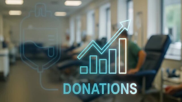 Blood donation medical healthcare hospital increase graph volunteer giving community support highlight rising trend, patient treatment wellness emergency help, growth chart recovery hope therapy life