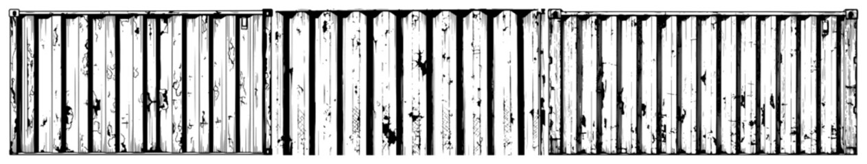 Obraz premium Vintage hand drawn engraving of weathered shipping container metal textures with distressed details