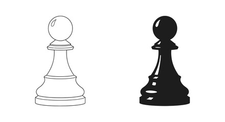 A contrasting depiction of a white and black chess pawn showcasing the game s duality as a silhouette high quality professional detailed © Niloy MotionArts 3D7