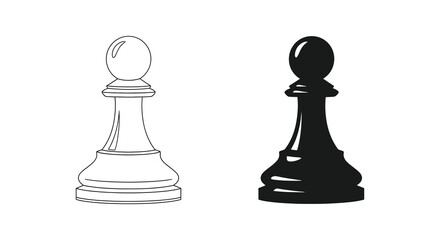 A contrasting depiction of a chess pawn one white and one black showcasing a stark visual difference silhouette high quality professional © Niloy MotionArts 3D7