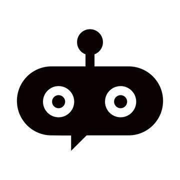 Abstract robot head icon with speech bubble element for communication and technology concepts