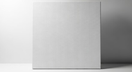 Blank white textured canvas leaning against a wall, ready for art or display.