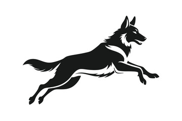 Fototapeta premium german shepherd dog with jumping line art silhouette vector illustration