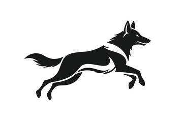 Fototapeta premium german shepherd dog with jumping line art silhouette vector illustration