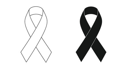 Two ribbon illustrations are displayed one white and one black showcasing awareness and support a striking silhouette high quality professional detailed © Bsicon02