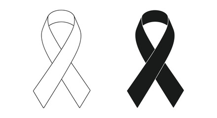 Two ribbon illustrations one white and one black are depicted in a simple graphic style a striking silhouette high quality © Bsicon02