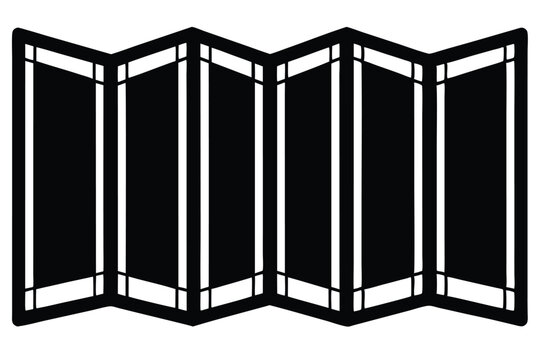 folding screen divider line art silhouette vector illustration