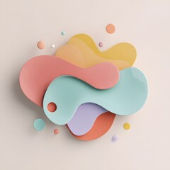 A colorful abstract composition of overlapping shapes and vibrant hues