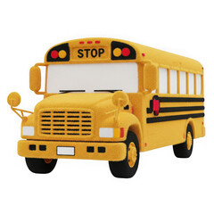 A detailed toy school bus with stop sign and red lights on top