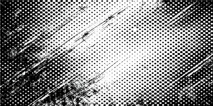 Seamless black and white abstract background featuring a metallic steel mesh grid pattern with silver chrome texture and circular holes for a modern industrial technology wallpaper illust