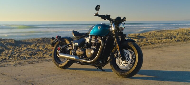 Triumph Bonneville Lineup. bike on the beach