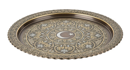 Fototapeta premium Round turkish tray with intricate patterns against transparent background