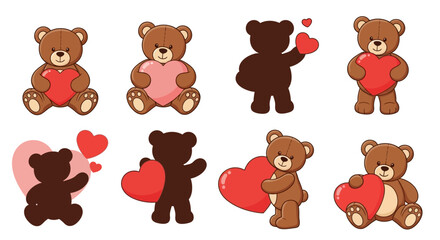 Fototapeta premium An assortment of adorable teddy bears holding or with hearts presented in various colors and styles high quality professional