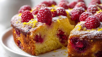 cake with raspberries