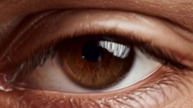 A close-up study of a man's brown eye, emphasizing the iris patterns. A visual concept linking ophthalmology, human psychology, and the essence of personality.
