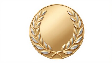 Elegant 3D Laurel Wreath Prize Medallion in Brushed Metal Finish