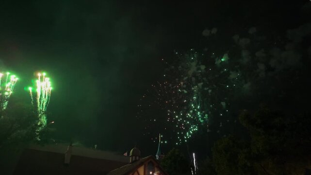 Fuegos artificiales iluminando el cielo nocturno durante celebraci&oacute;n festiva