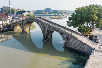 Fototapeta premium Ancient Stone Bridge at Shuanglin, Huzhou, China