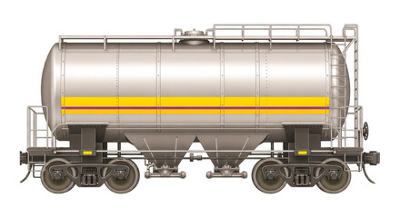 Freight tank car moving industrial liquids by rail
