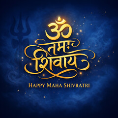 Royal Blue and Gold Shivratri Poster