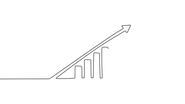 Rising Graph With Upward Arrow Continuous Line Drawing For Financial Growth Concept