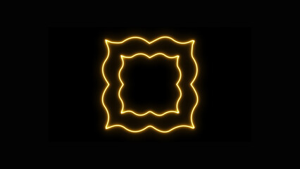 Glowing Wavy Neon Frame on Black Background