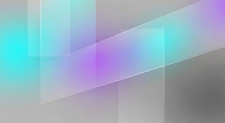 Transparent geometric rectangles with teal and purple gradient modern tech background