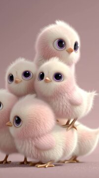Una adorable pila de polluelos se apilan en una torre de suavidad.